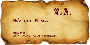 Móger Miksa névjegykártya